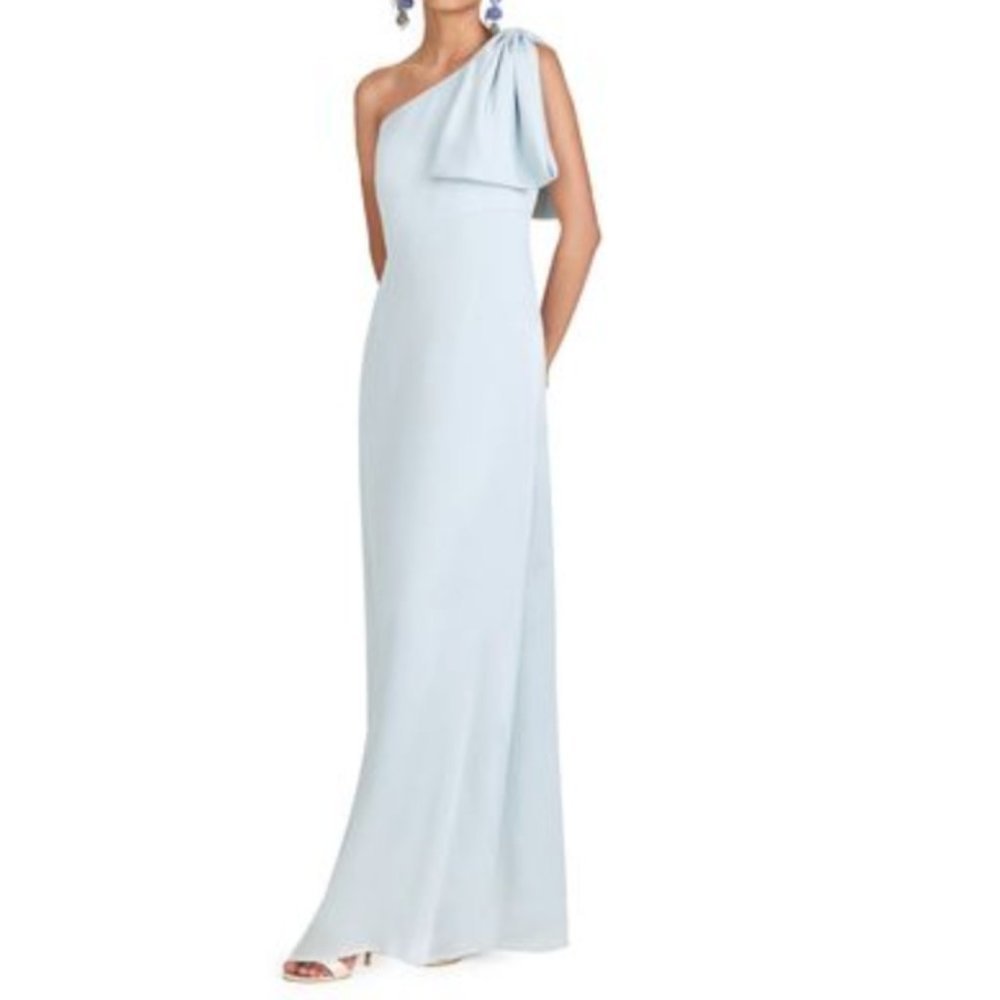 SACHIN & Babi Chelsea One-Shoulder A-Line Gown in Ice Blue - 8
